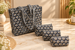 Handmade Quilted Vintage <b>Lady</b> Fashion Tote Bag Zipper Closure Canvas Lining Lightweight Inner Pockets Winter Travel Shopping - Product Image 3