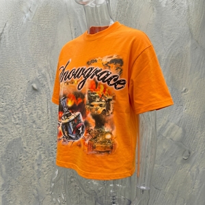 Camiseta naranja para hombre Snowgrace con estampado de helicóptero y tanque, manga corta, cuello redondo, ajuste casual tipo jersey - Product Image 6