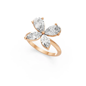 Anillo de Compromiso de Oro de 10K con Certificado IGI, Diseño de Flor Cultivada en Laboratorio, Forma de Marquesa, Pera y Pétalo, Joyería de Lujo para Mujer, Rodio - Product Image 2