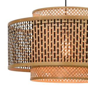Lampe suspendue artisanale écologique en bambou, abat-jour tissé à motifs, luminaire bohème, lampe suspendue pour chambre à coucher, hôtel - Product Image 4