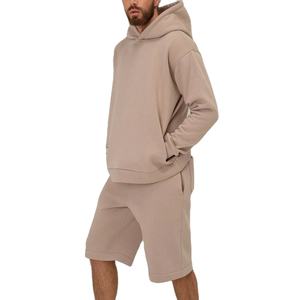 Conjunto de Dos Piezas de Sudadera con Capucha y Pantalones Cortos con Logotipo Personalizado para Uso Diario, Sudadera con Capucha Lisa y Pantalones Cortos a Juego para Hombre - Product Image 2