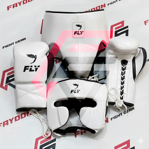 Nouveaux ensembles de boxe Fly Boxing, design multicolore jaune et blanc, logo personnalisé, gants de boxe pour sparring, protège-tête et protège-génitales. - Product Image 6