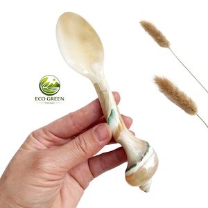 Cuchara de Nácar de Lujo Hecha a Mano con Mango Largo Natural, Decoración Ecológica para Fiestas, Cuchara y Tenedor de Concha Marina - Product Image 3