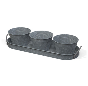 Ensemble de plateaux à plantes en métal moderne avec 3 pots ronds, résistants à la rouille, revêtement poudré, pour la décoration intérieure et extérieure du jardin - Product Image 2