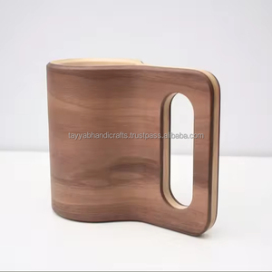 Tasse en bois naturel avec poignée Tasse à thé créative Tasse à bière pour café Cadeaux faits à la main Votre logo inclus - Product Image 1