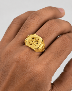 Anillo de Sello para Hombre de Latón Chapado en Oro al por Mayor, con Patrón Grabado Tradicional, Anillo de Moda Audaz para Hombre, Joyería Hecha a Mano - Product Image 4