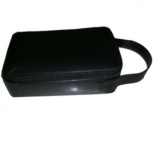 Sac à cosmétiques en cuir véritable noir personnalisé populaire avec poignée/sacs à cosmétiques en cuir de grande taille à bas prix - Product Image 3