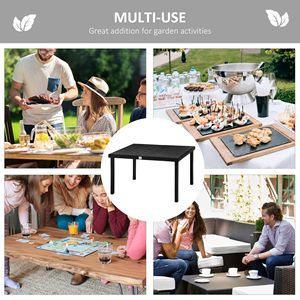Tavolo da Pranzo da Esterno in Alluminio Leggero e Moderno per 6 Persone, Design Pieghevole Rettangolare Nero per Giardino, Prato e Cortile - Product Image 6
