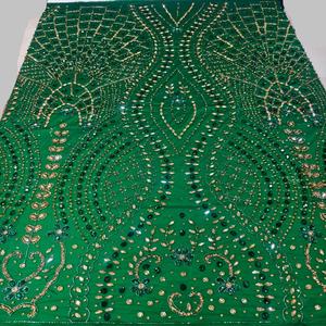 Tissu de Robe en Dentelle de Tulle Floral Traditionnel de Luxe, Élégant, Perlé, Fait Main, Couleurs Personnalisées, Écologique, 5 Yards, avec Strass - Product Image 1