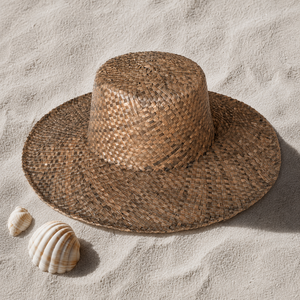Sombrero de Sol Lontar - Bordado a Mano, Ajustable, 100% Hojas de Palma Lontar Naturales para Playa, Pesca y Viajes (Unisex) - Product Image 1