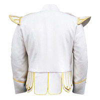 Veste sur mesure écossaise blanche doublette – Design patchwork écologique pour homme, tenue artisanale de tambourinier des Highlands