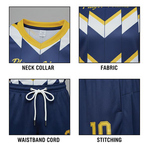 Uniforme de Fútbol para Adultos de Alta Calidad, Ligero, 100% Poliéster, con Rayas y Apliques, Camiseta y Pantalones Cortos de Fútbol - Product Image 5