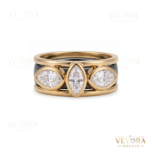 Élégante bague en argent sterling 925 massif avec moissanite taille marquise sertie clos - Product Image 2