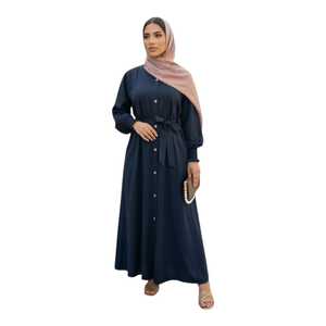 Robe chemise longue légère faite à la main pour femmes musulmanes, coupe régulière, manches longues, boutonnée, grande taille, avec logo personnalisé OEM - Product Image 1