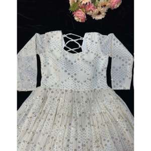 Magnifique robe Anarkali avec jupe et dupatta, tenue de soirée en polyester - Product Image 3