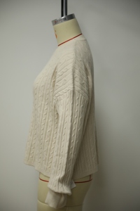 Suéter de Invierno para Mujer, Cuello Redondo, Manga Larga, Tejido de Punto Grueso, 100% Lana, Color Crema, Estilo Normcore, Tejido a Mano - Product Image 2