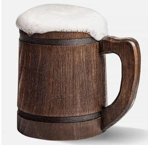 Handmade Rustic Solid Wood Tankard Beer Mug High Quality Eco-Friendly Birthday Party Camping Tabletop <b>Home</b> Use - Product Image 2