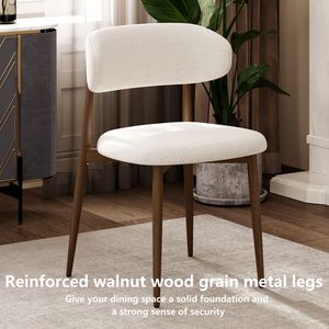 Set di 2 Sedie da Pranzo Moderne in Tessuto Beige con Struttura in Metallo per Cucina o Sala da Pranzo - Product Image 6