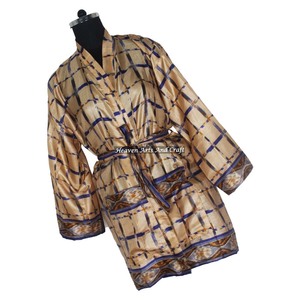 KS013 Kimono long en soie pure pour femme, style sari vintage, taille unique ajustable, veste longue en soie vintage pour femme - Product Image 6