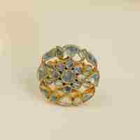Bague ajustable en argent sterling 925 plaqué or, motif floral émeraude, style ethnique fait main, pour femme, idéale pour mariage et soirée, collection Royal Kundan