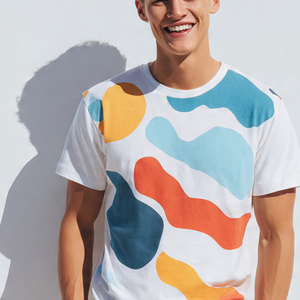 Ensemble décontracté pour homme, t-shirt et short imprimés, 2 pièces, été, coton, col rond, respirant, tricoté - Product Image 2
