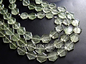 Nouvelle arrivée 20 pièces brin d'améthyste verte naturelle perles de pierre hexagonale à facettes bijoux personnalisés faisant des cadeaux - Product Image 2