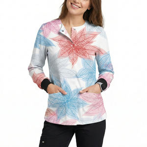 Chaqueta de Trabajo Personalizada para Esteticistas y Enfermeras, Fabricada por OEM, con Estampado Personalizado, Mangas Largas, Cierre de Botones a Presión, Bolsillos con Parches, Chaquetas de Trabajo al por Mayor - Product Image 3