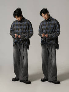 Nouvel Arrivage – Jean en Denim Coton Unique Taille Haute Coupe Ample Rétro Jambe Droite pour Homme - Product Image 2