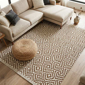 Alfombra de Área Rectangular de Algodón a Cuadros Rosa y Blanco 4x8, Tejido Plano, Lavable, para Comedor y Dormitorio, La Mejor Opción para el Hogar - Product Image 5