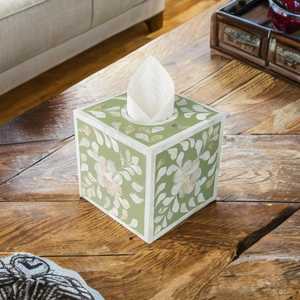 Caja de pañuelos premium de nácar con incrustaciones de concha hecha a mano, soporte decorativo para pañuelos para sala de estar, dormitorio y oficina - Product Image 4