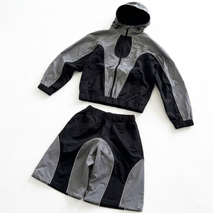 New High Selling Articles Custom Logo Grey Black Men's Nylon <b>Wind</b> <b>Breaker</b> Shorts Sets Breathable Wear Men Set Streetwear Hoodies - Product Image 1