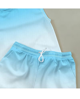Men's Beach Style Customizable Two-Piece Set Gradient Sleeveless Tank Top Shorts Knitted Breathable Fabric High Quality Custom