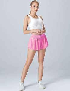 Shorts Deportivos de Lona Transpirables de Cintura Alta para Mujer, Pantalones Cortos para Hacer Ejercicio, Gimnasio, Correr, Tenis - Product Image 3