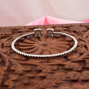 Natural H SI Round Pave Diamond 14K White Gold Open Cuff Bangle <b>Beaded</b> <b>Bracelet</b> Luxury Womens Jewelry - Product Image 5