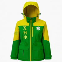 Veste de pluie en gros pour la sororité Chi Eta Phi, veste varsity à capuche en softshell, veste de pluie imperméable de haute qualité pour femmes