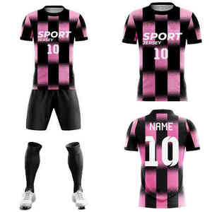 Conjunto Deportivo de Jersey Rosa y Negro a Cuadros, Impresión Serigráfica, Transpirable, Ligero, Poliéster, Uniforme de Fútbol para Hombre Adulto, Sin Costuras - Product Image 6