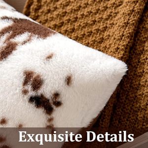 Funda de cojín con estampado de vaca de piel sintética, funda de almohada cuadrada de estilo nórdico para decoración del hogar, lavable, estampada - Product Image 6