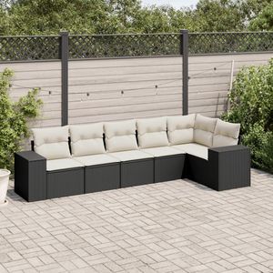 Set Divano da Giardino in Rattan PE Nero con Piedini Regolabili Grandi - Product Image 1