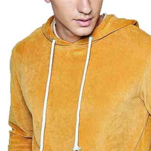 Sweat-shirt à capuche en velours pour homme, couleur unie, coupe classique, vêtement décontracté d'hiver, poche avant, pull tricoté, 100% coton respirant - Product Image 2