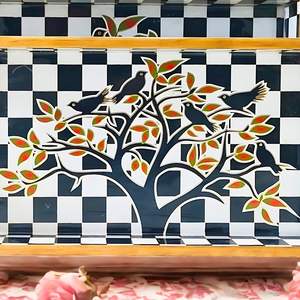 Ensemble de 3 plateaux de service en bois avec impression numérique motif arbre, écologiques, pour la décoration et le service des desserts - Product Image 3