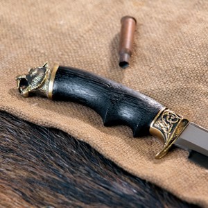 Cuchillo utilitario de acero de Damasco SHARP POINT TRADES con hoja de punta curva, mango de madera y funda de cuero, 6.7 pulgadas de longitud total, grado DIY - Product Image 3