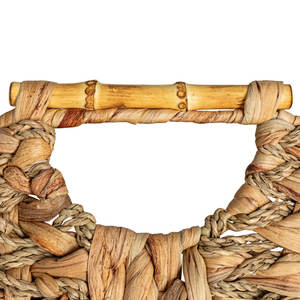 Handmade Water Hyacinth Scoop <b>Basket</b> with <b>Bamboo</b> Handle Woven Storage Bin - Product Image 5