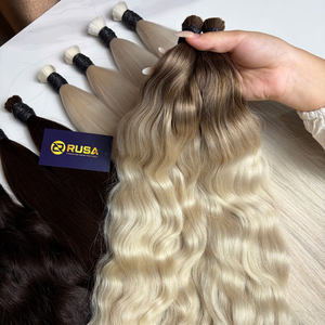 Extensiones de Cabello Humano RUSA, Ombre Rubio, Ondulado Natural, Super Double Drawn, Cabello Vietnamita, Puntas Gruesas - Product Image 4