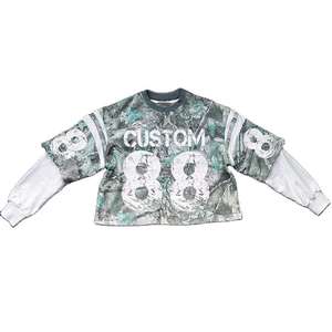 Casual Camo Football Jersey for Men Long Sleeve Oversized Graphic T Shirt Streetwear Fashion Top - Product Image 6
