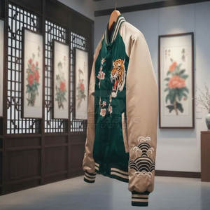 Chaqueta Sukajan Elegante con Forro Interior Transpirable y Suave al Tacto, Mangas en Color de Contraste, Estética Tradicional para la Moda Juvenil - Product Image 4