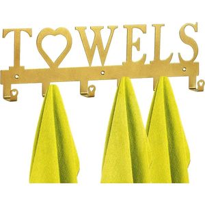 CIFbuy 1pc Premium Wood and Metal Wall Mounted Towel <b>Hook</b> Simple Punch Installation 6 <b>Hook</b> Space Saving for <b>Bathroom</b> Kit - Product Image 1