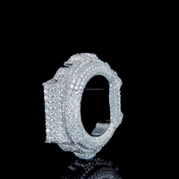 Montre analogique mécanique en acier inoxydable personnalisée GShock avec finition diamant moissanite, style streetwear de luxe, hip hop, bling