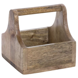 Organizador de utensilios de cocina de madera de mango con asa de metal, 5 compartimentos, para cubiertos de mesa de comedor, estante de almacenamiento de cubiertos. - Product Image 5