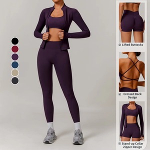 Vêtements de yoga pour femmes de haute qualité, respirants et à séchage rapide, soutien-gorge de yoga, haut de sport, veste, short taille haute, pantalon, ensembles de sport pour femmes - Product Image 3