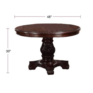 Elegante Tavolo da Pranzo Rotondo Marrone con Base a Piedistallo, Arredamento Formale per Sala da Pranzo - Product Image 5